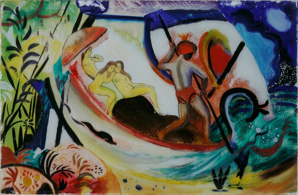 Tre jenter i en lekter av August Macke