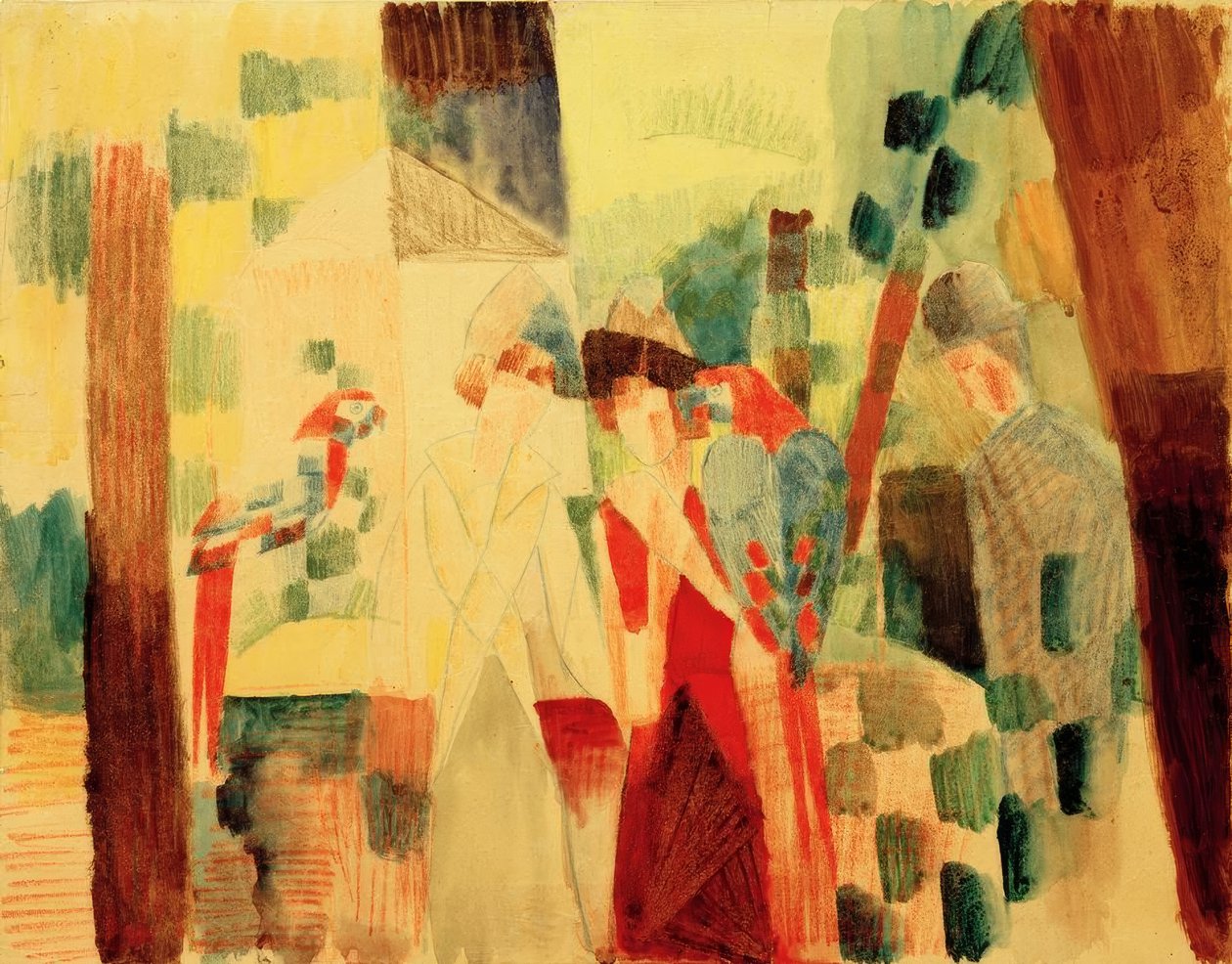 Mann og kvinne med papegøyene av August Macke