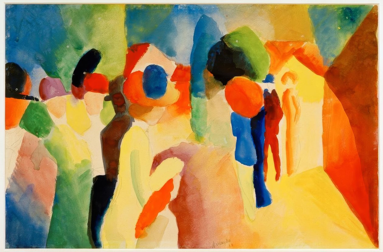 Med gul jakke av August Macke