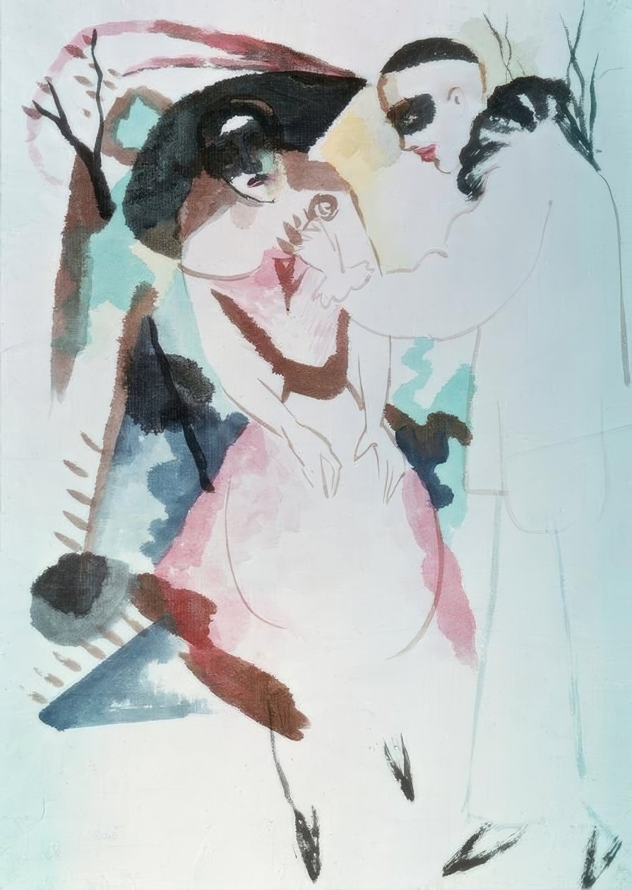 Pjerrot og dame av August Macke