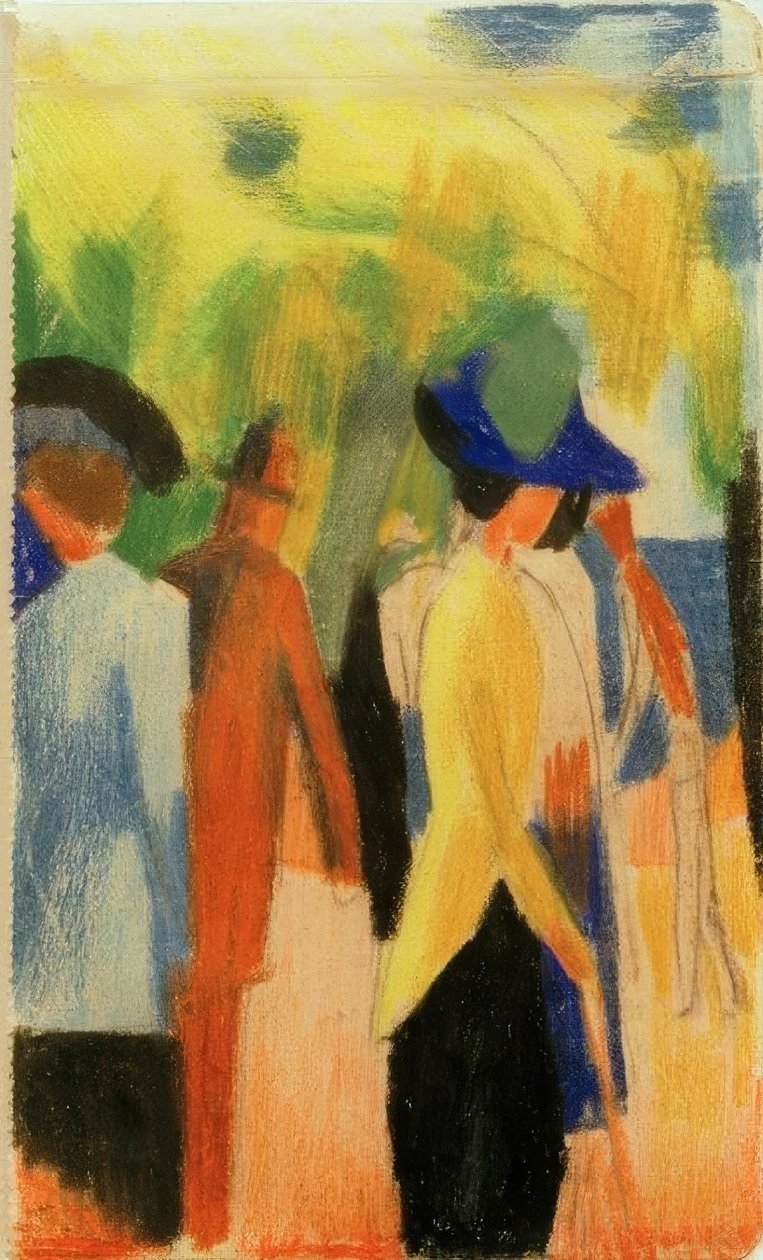 Turgåere under trær (vandrere i parken) av August Macke