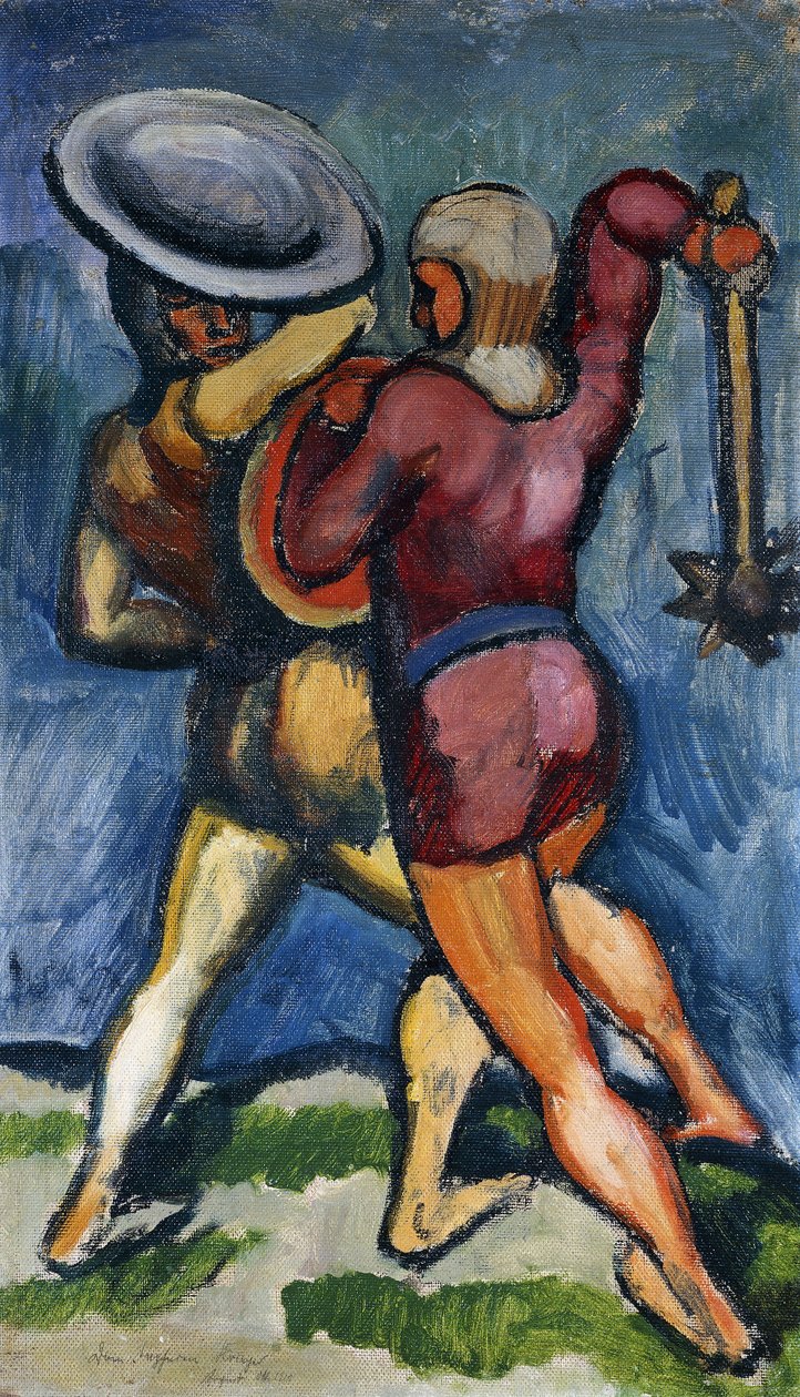 To krigere; To kampslutter, 1910 av August Macke