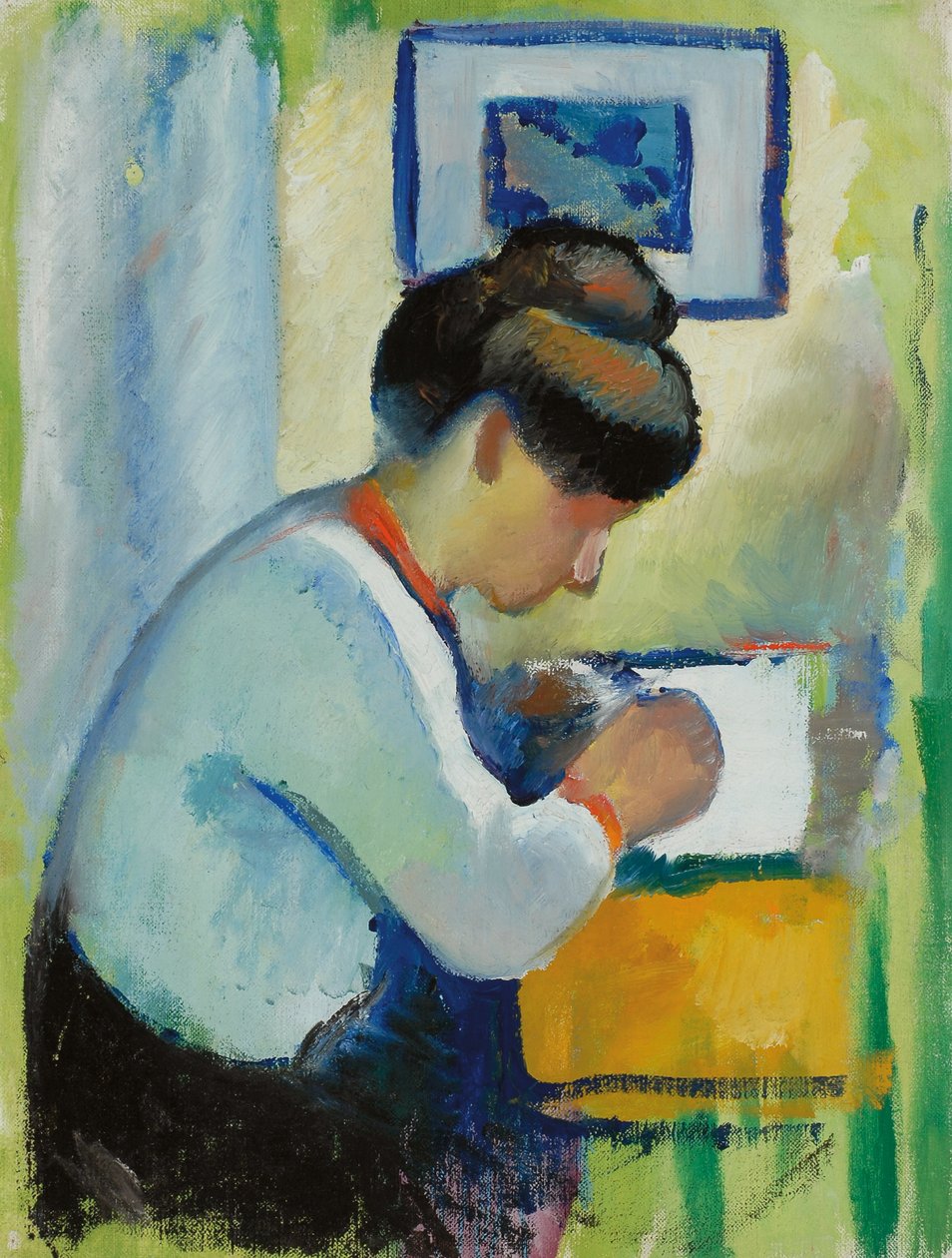 Kvinneskriving, 1910 av August Macke