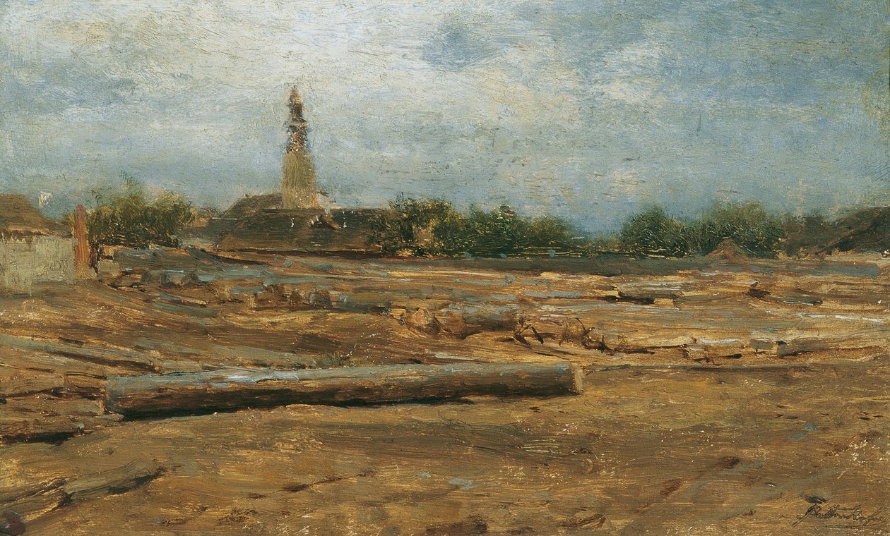 Trelastverksted nær Szolnok av August von Pettenkofen