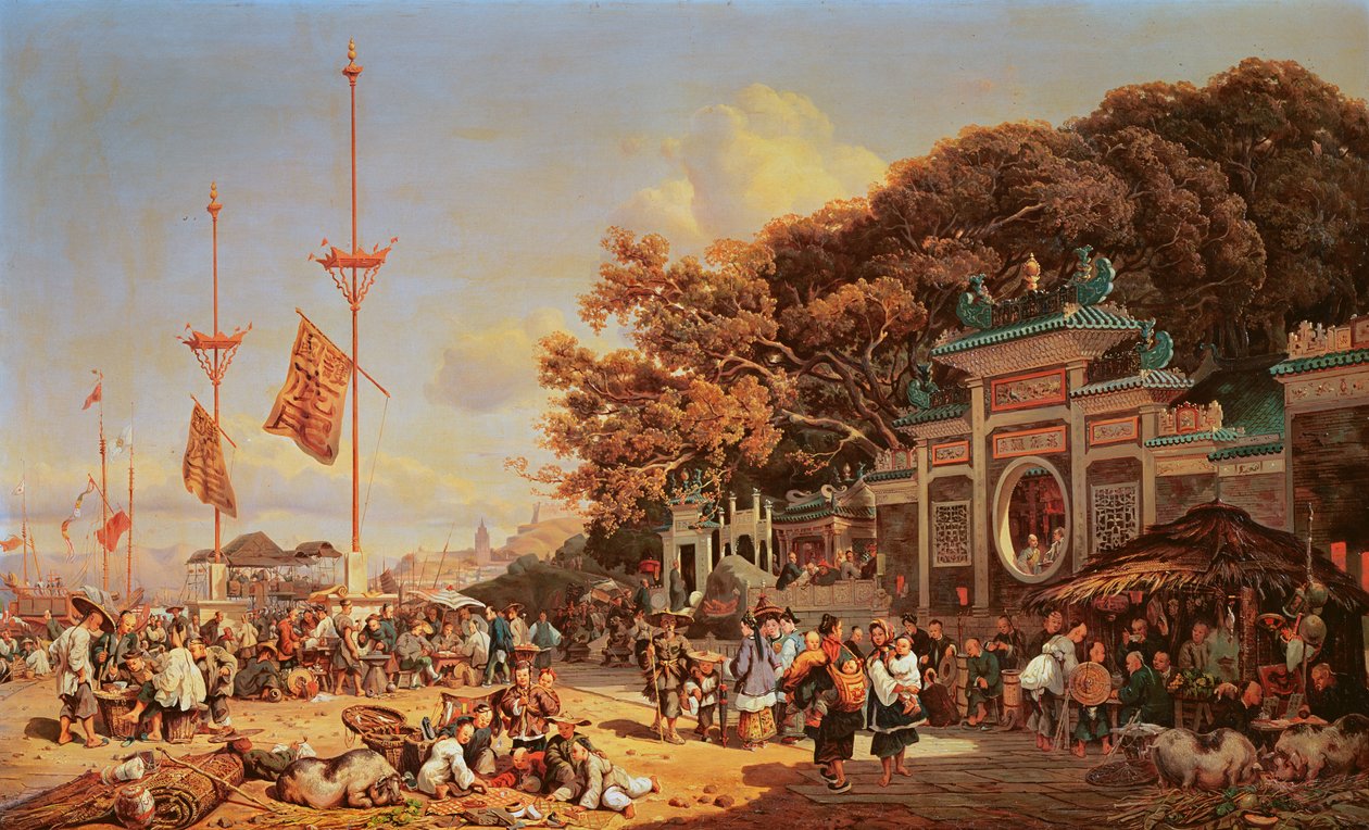 Et marked i Macao av Auguste Borget