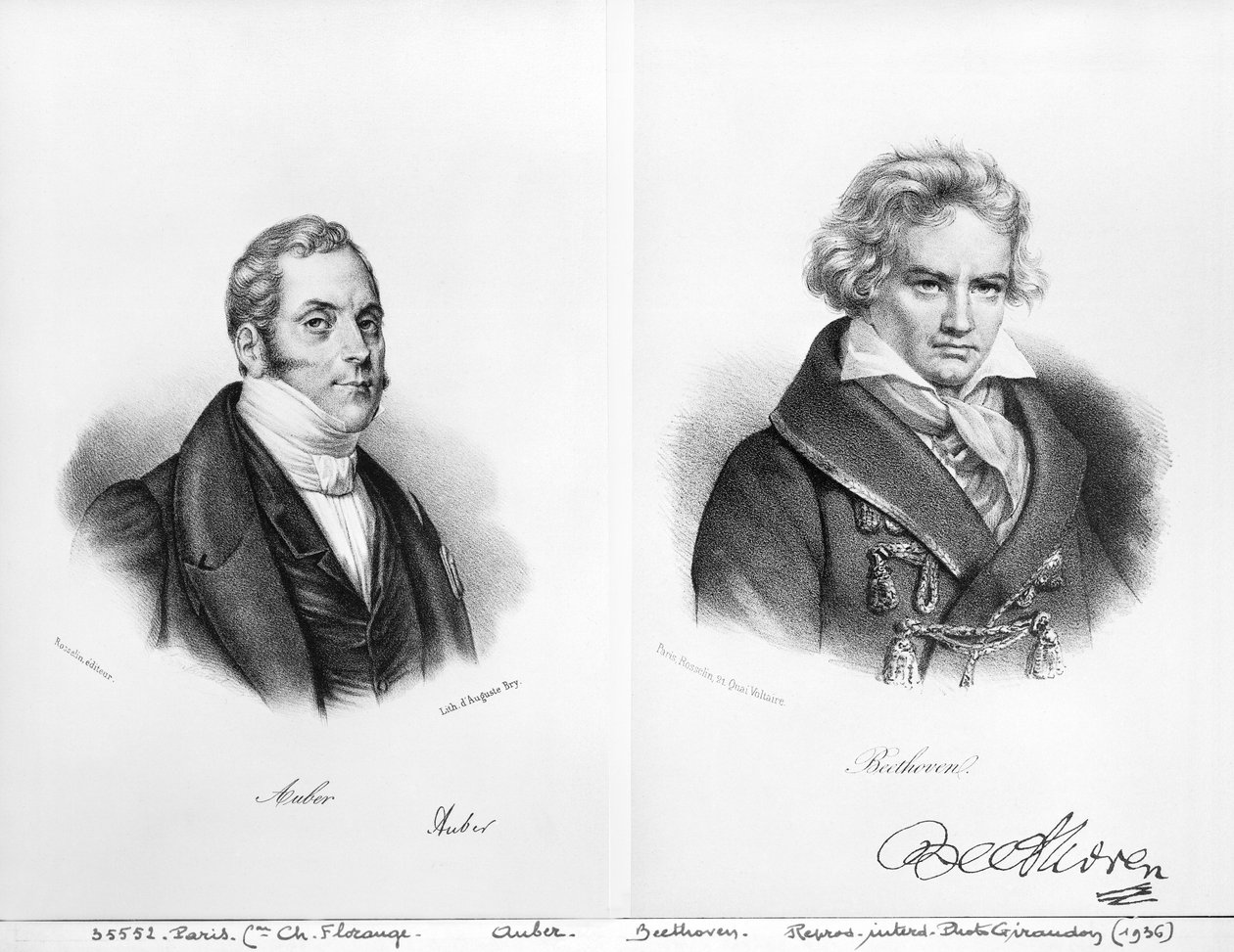 Esprit Auber (1782-1871) og Ludwig van Beethoven (1770-1827) av Auguste Bry