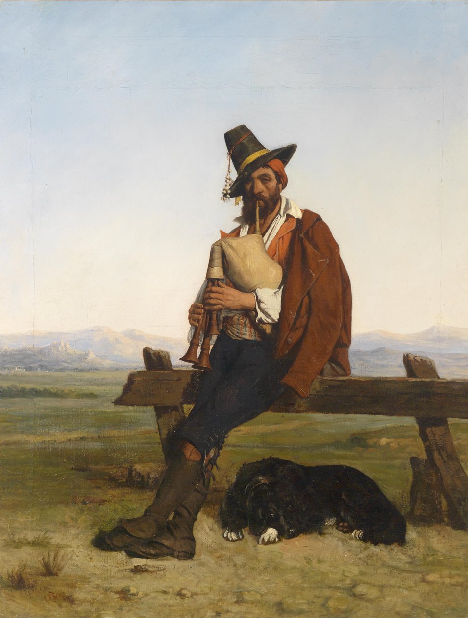 Italiensk landskap med en gjeter som lager musikk av Auguste Charpentier