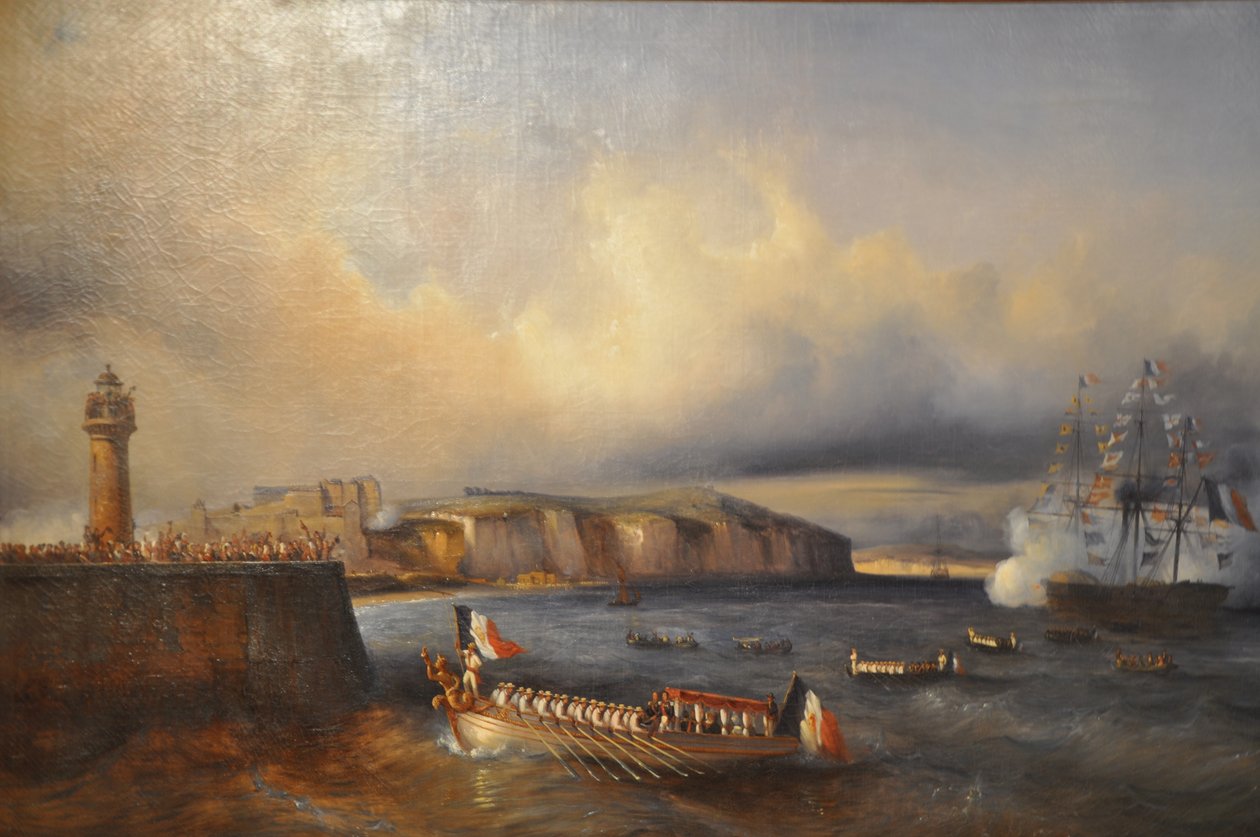 Kong Louis-Philippe kommer i havnen i Dieppe (Frankrike, Normandie) av Jean Marie Auguste Jugelet
