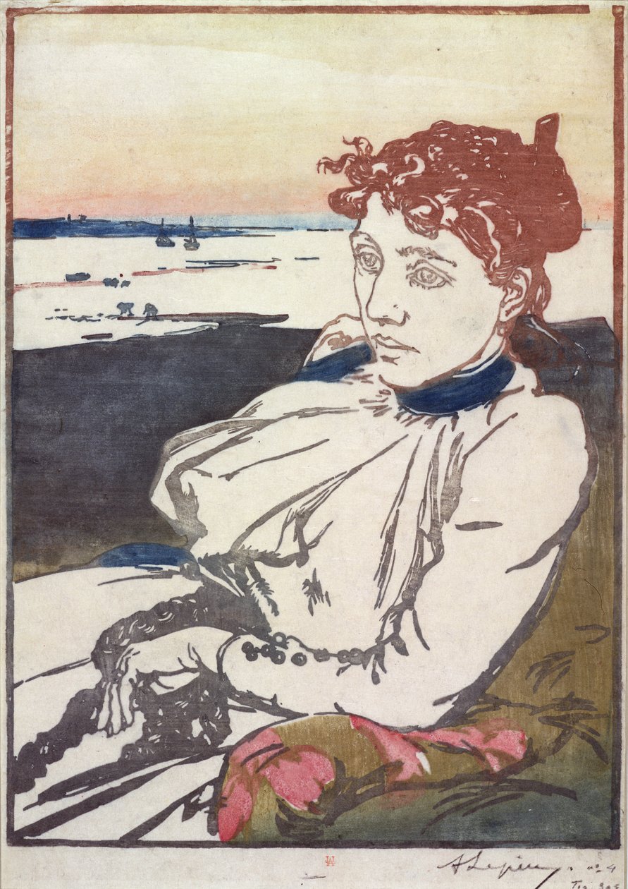 La Convalescante Mme.Lepere, 1892 av Auguste Louis Lepère