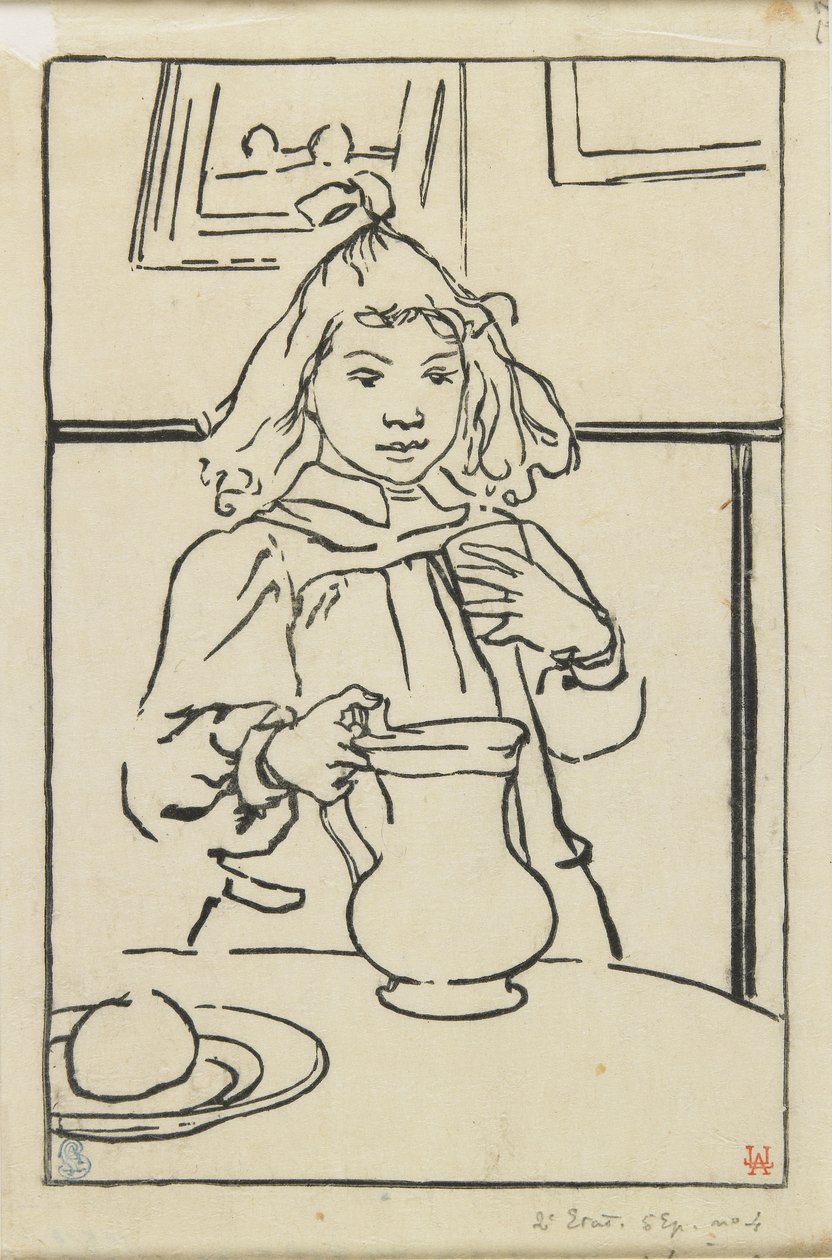 Ung jente med en mugge, 1890 av Auguste Louis Lepère