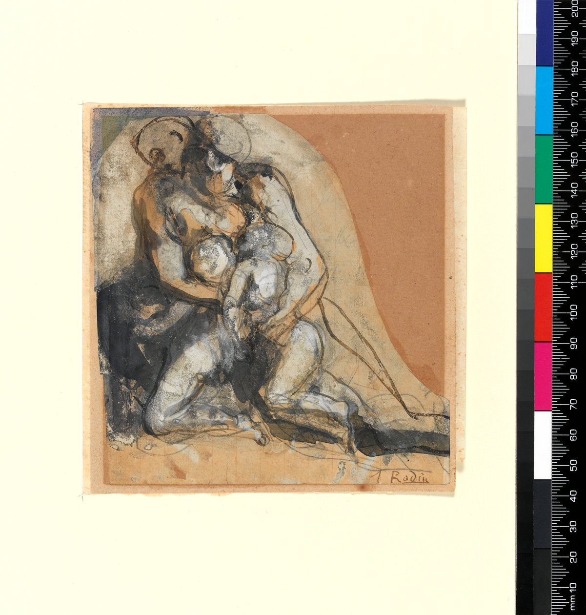 Veldedighet (penn og blekk og kroppsfarge på buff-papir) av Auguste Rodin