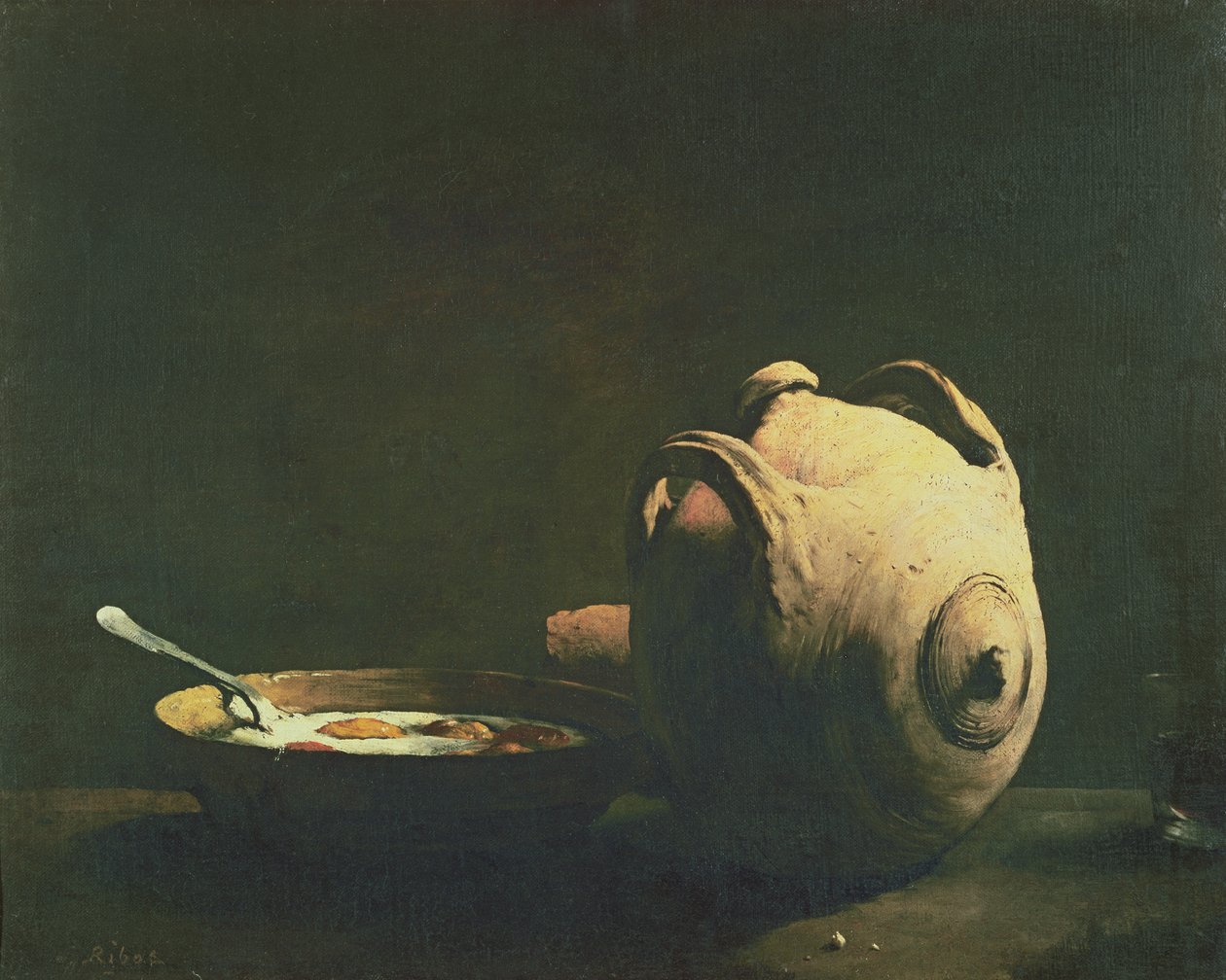 Stilleben med egg på tallerken, 1800-tallet av Auguste Theodule Ribot