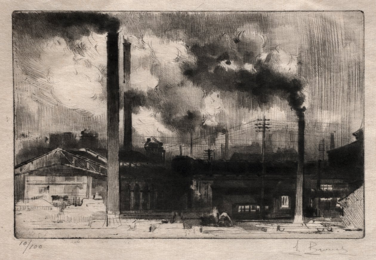 På Creusot Works: The Smokestacks av Auguste Brouet