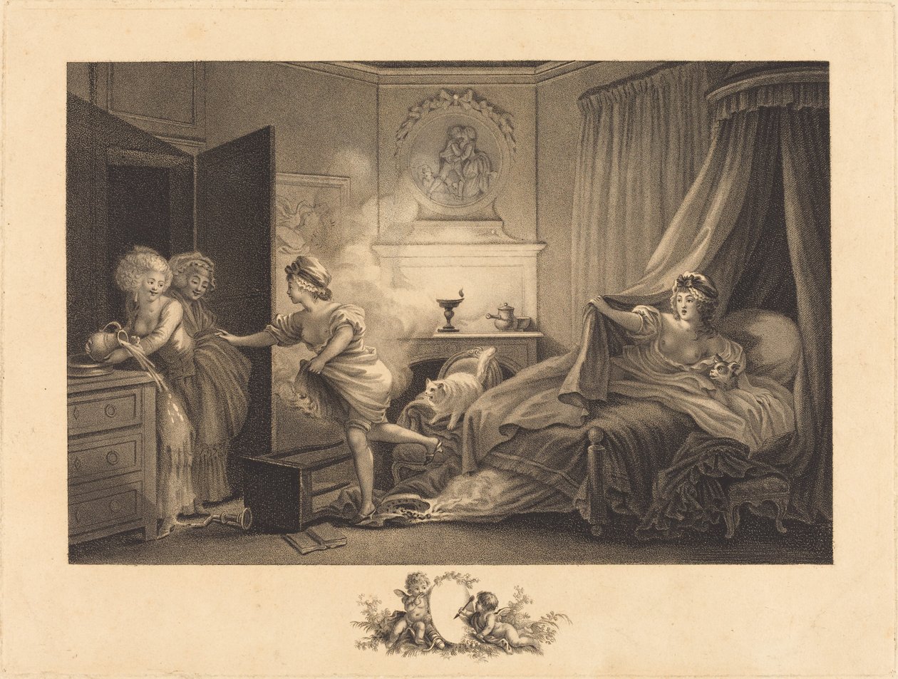 Skjorten min brenner av Auguste Claude Simon Legrand after Jean Honoré Fragonard