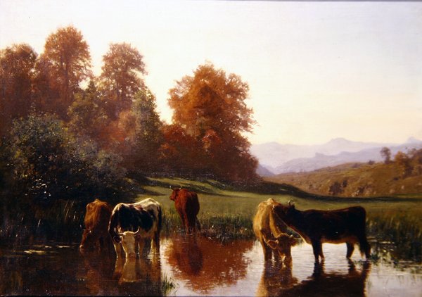 Storfevanning (olje på lerret) av Auguste Francois Bonheur