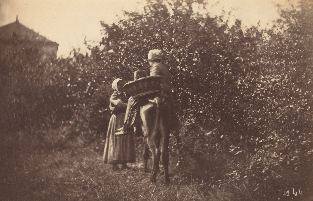 To kvinner med esel, slutten av 1870-tallet. av Auguste Giraudon
