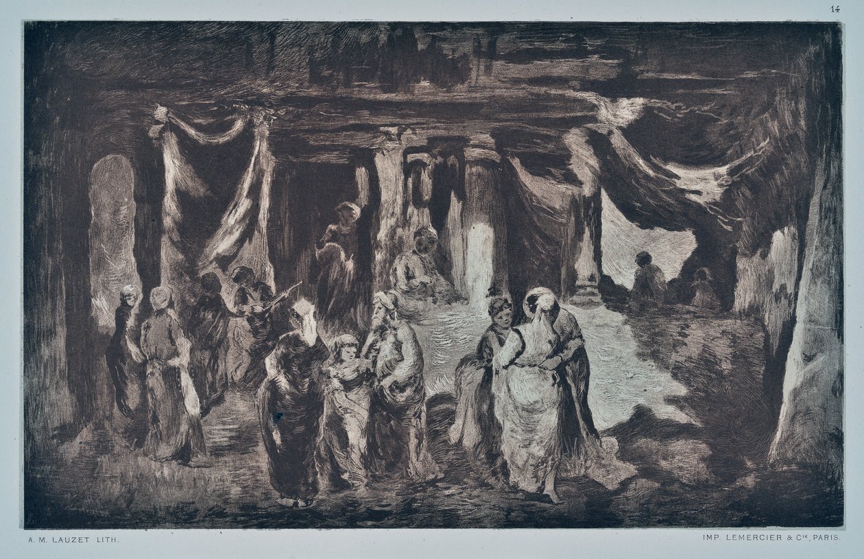 Basar i Orienten (tegning) av Auguste Lauzet