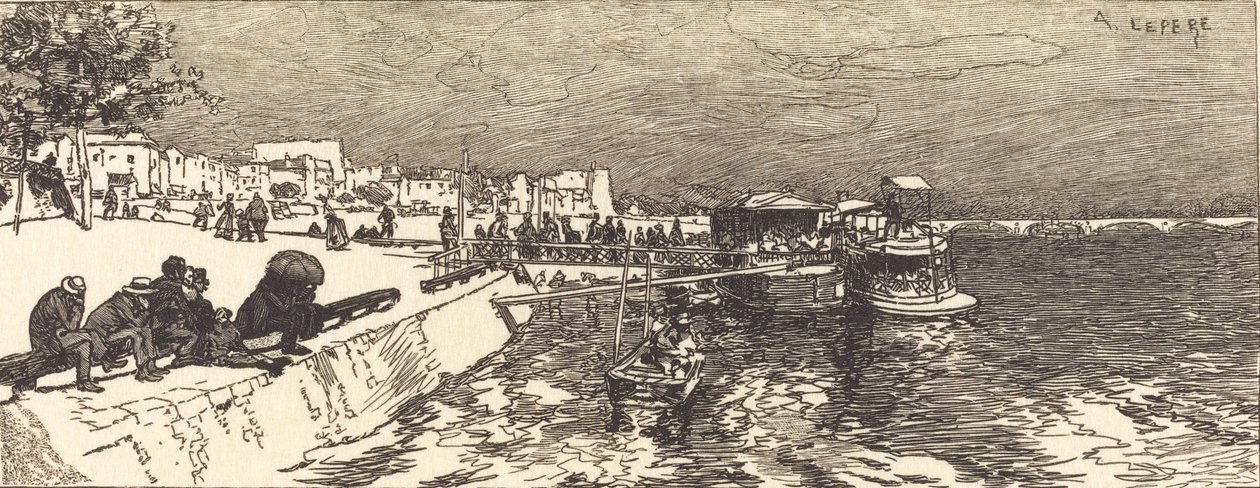 Pier ved Bercy Embarcadere a Bercy, 1890. av Auguste Lepere