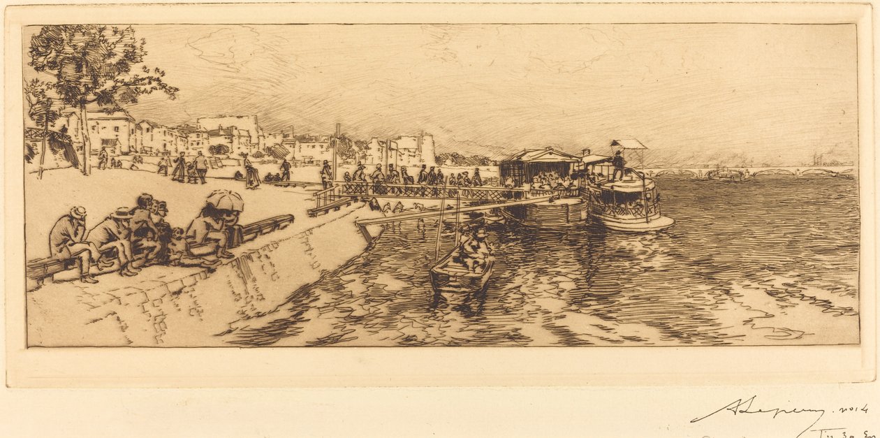 Pier of Bercy (Embarcadere, Quai de Bercy) av Auguste Lepere