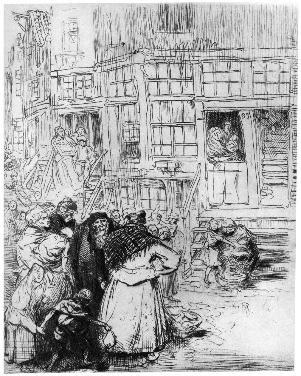 Jødisk kvarter i Amsterdam, c1870-1910 1924 av Auguste Louis Lepère