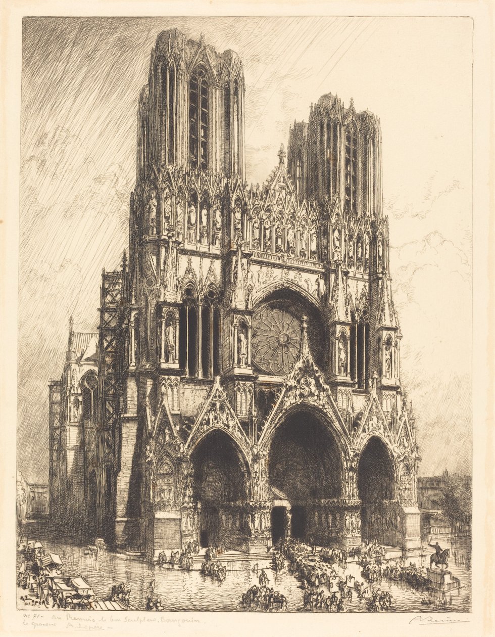 Reims katedral (Cathedral de Reims) av Auguste Lepere