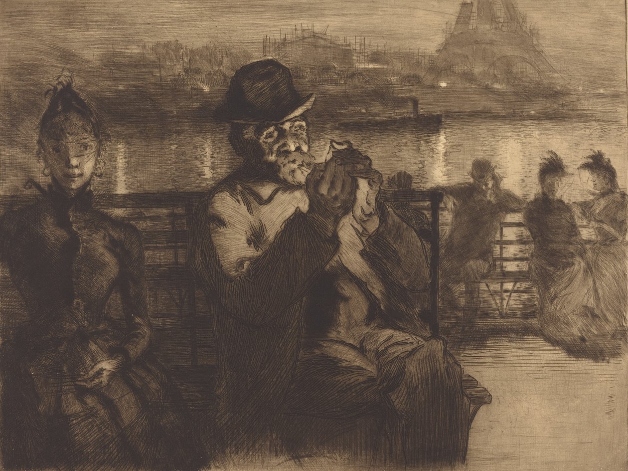 På Seinen, om natten, 1888. av Auguste Lepere