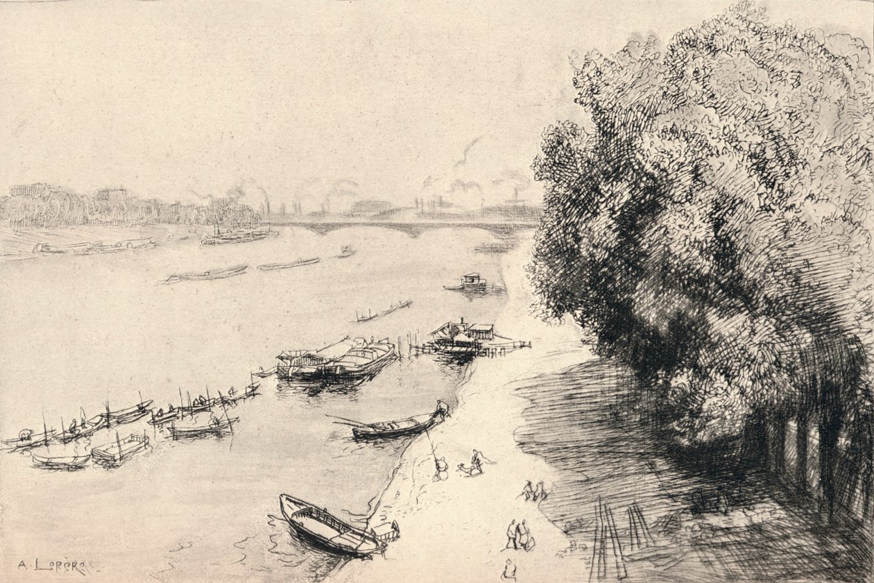Seinen ved Pont National, 1915 av Auguste Louis Lepère