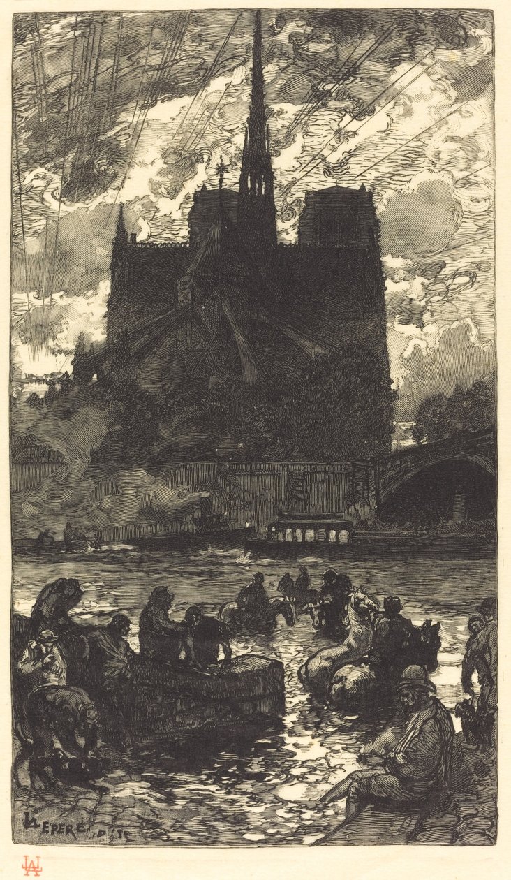 Vanningssted bak Notre-Dame (L'abreuvoir bak Notre-Dame) av Auguste Lepere