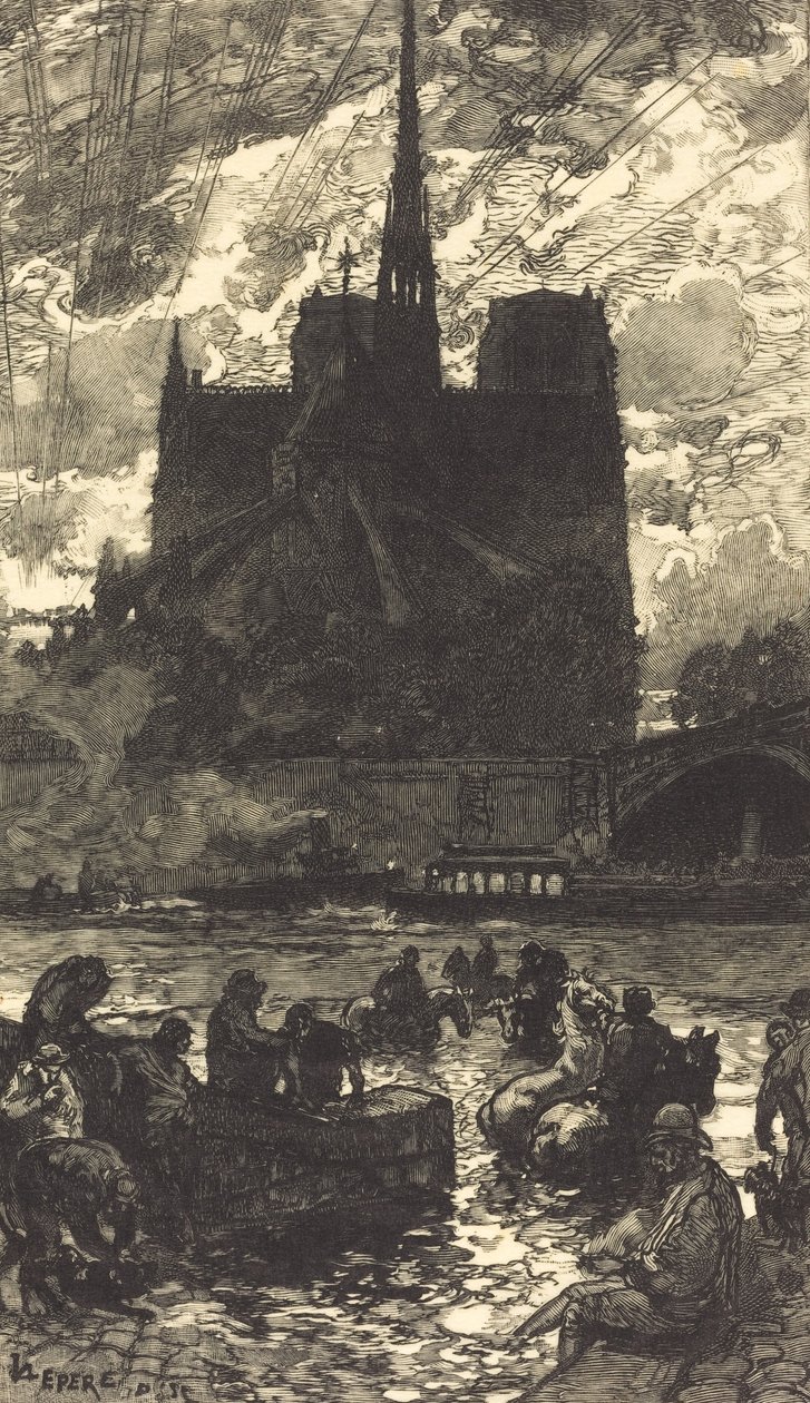 Vanningssted bak Notre-Dame L