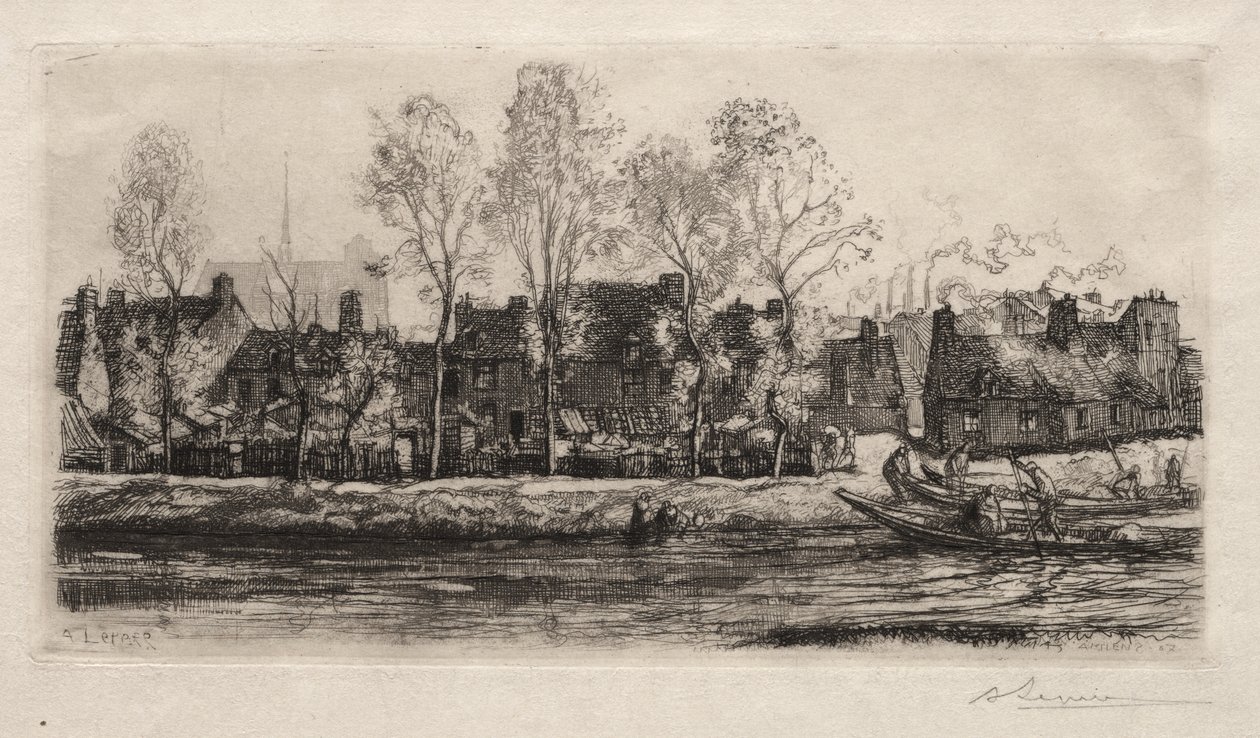 Amiens, bredden av Somme av Auguste Louis Lepère