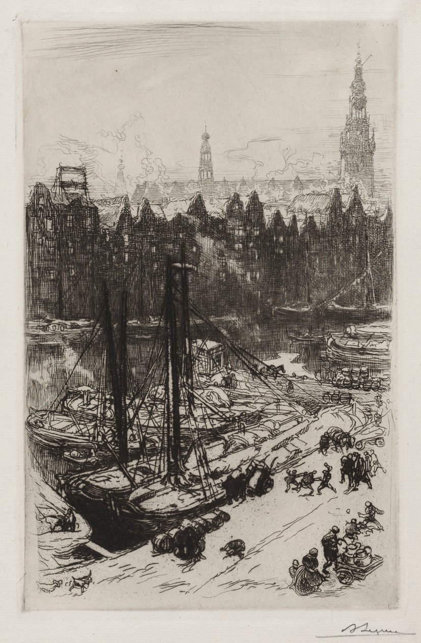 Amsterdam, utsikt over Victoria Hotel. av Auguste Louis Lepère