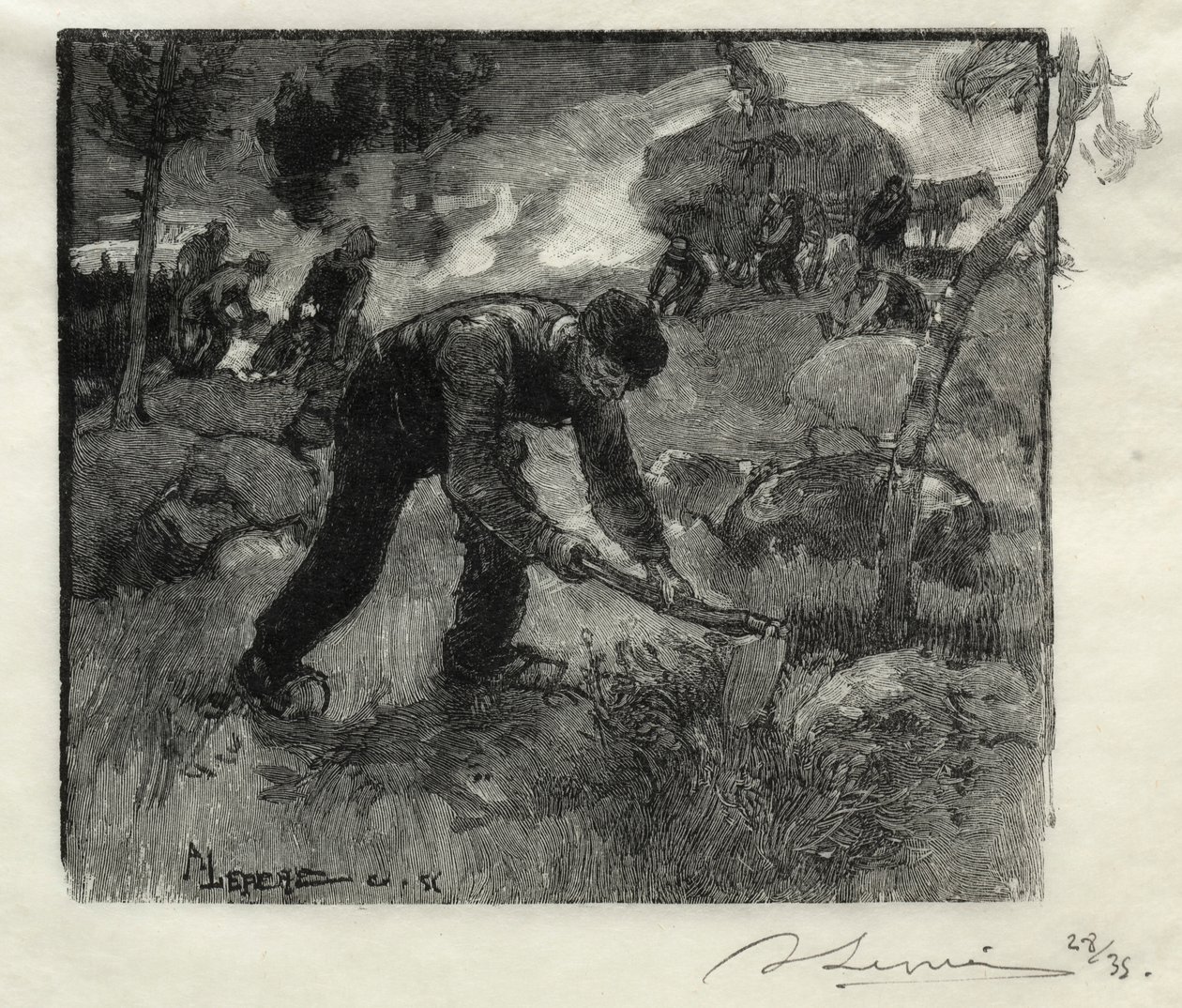 Lynggravere, 1887. av Auguste Louis Lepère
