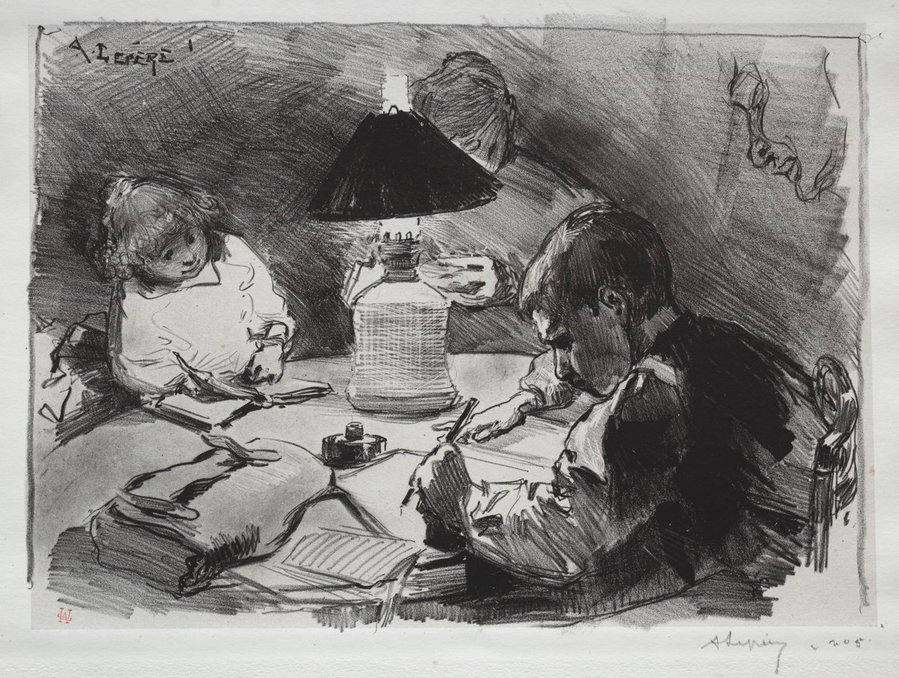 Rundt lampen, 1891. av Auguste Louis Lepère