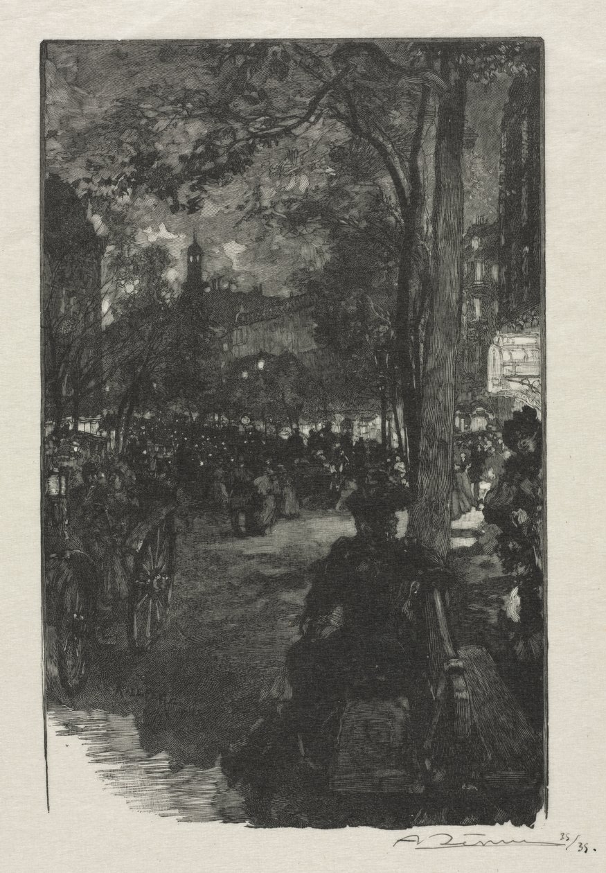 Boulevard Montmartre, kveld av Auguste Louis Lepère