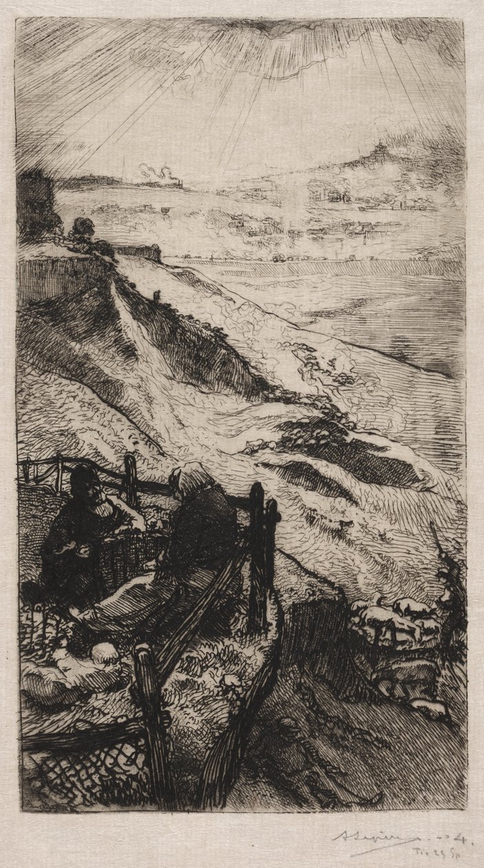 Career of America nær Paris, 1898. av Auguste Louis Lepère