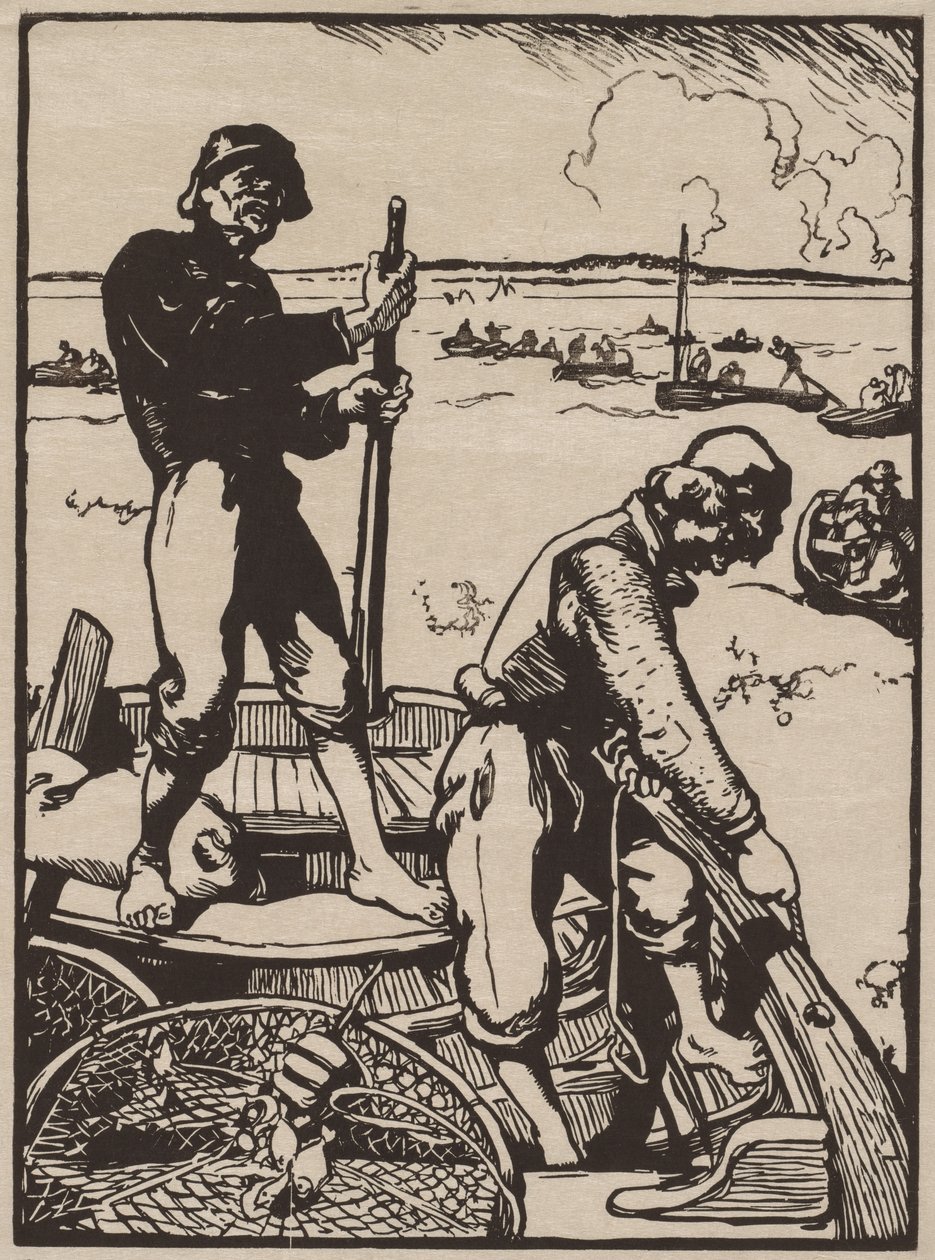 Fiske etter reker. av Auguste Louis Lepère