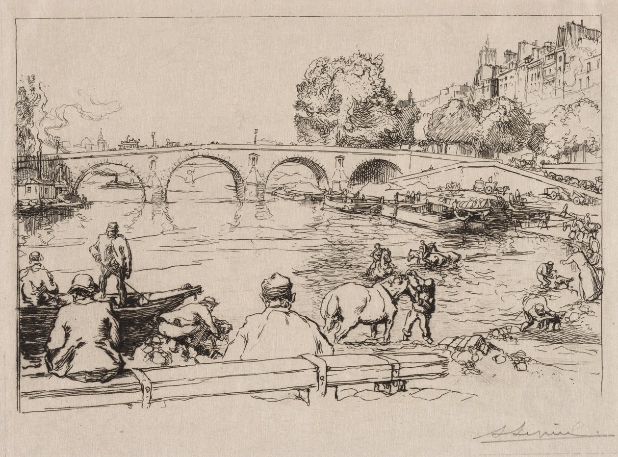 Vanningsplassen ved Pont Marie, 1912. av Auguste Louis Lepère