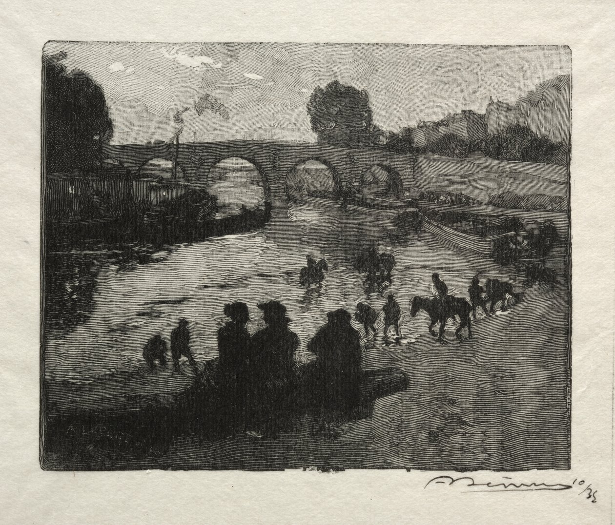 Vanningsstedet til Pont Marie av Auguste Louis Lepère