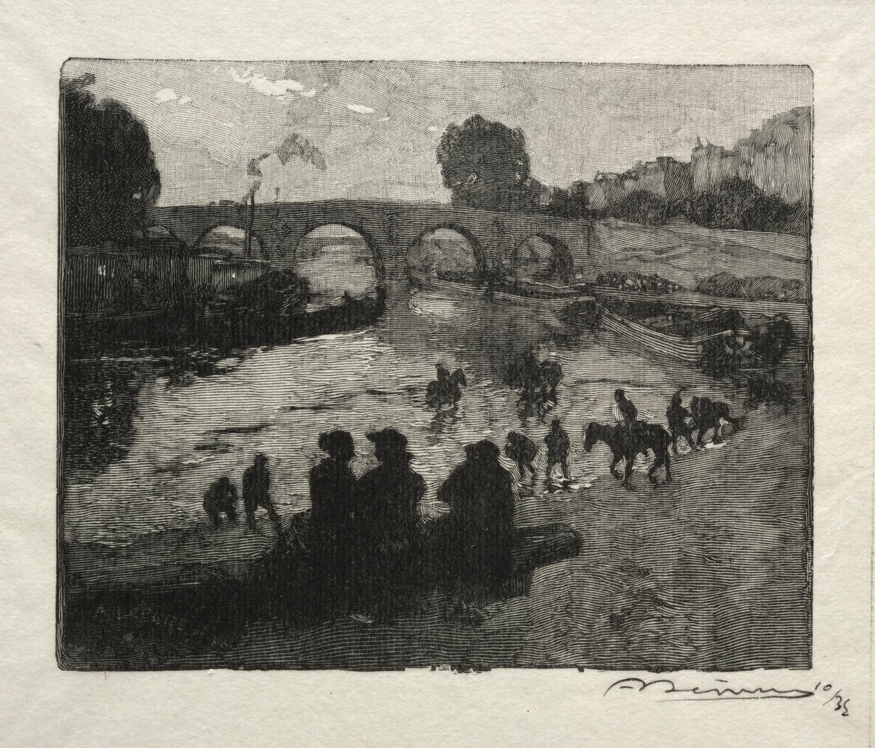Drikkekaret Pont Marie. av Auguste Louis Lepère