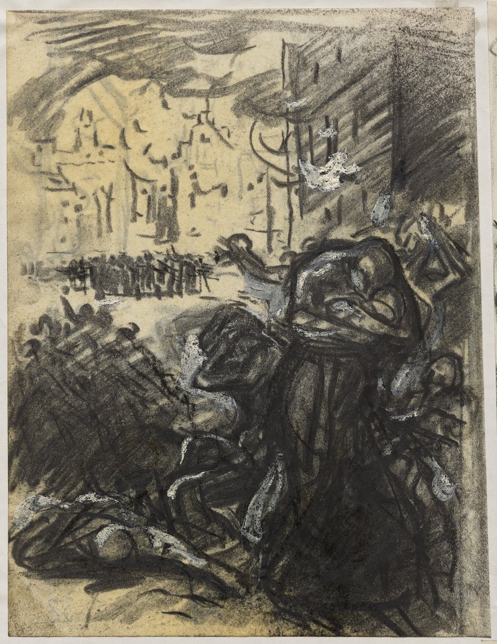 Louvain-brannen av Auguste Louis Lepère
