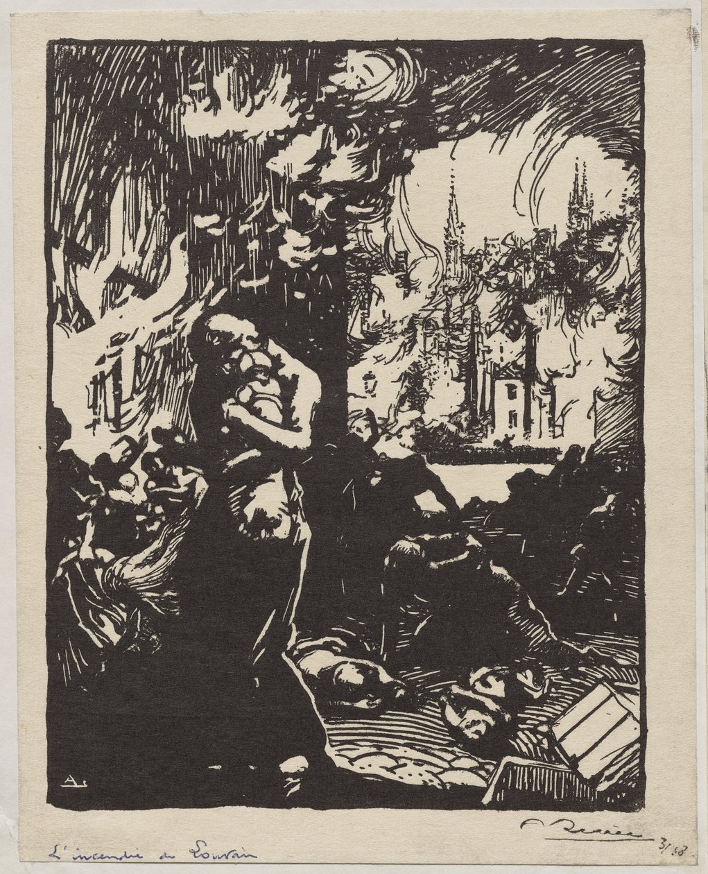 Louvain-brannen av Auguste Louis Lepère