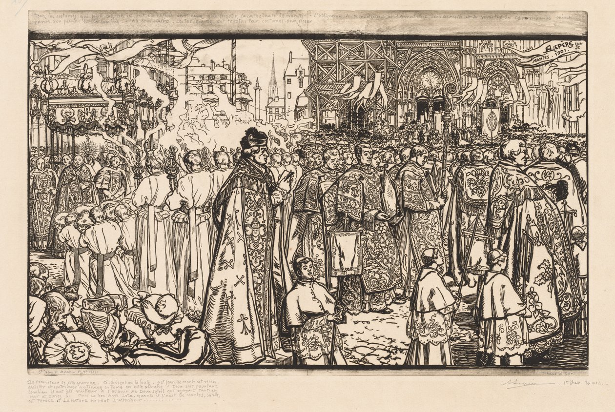 Corpus Christi-prosesjonen i Nantes av Auguste Louis Lepère
