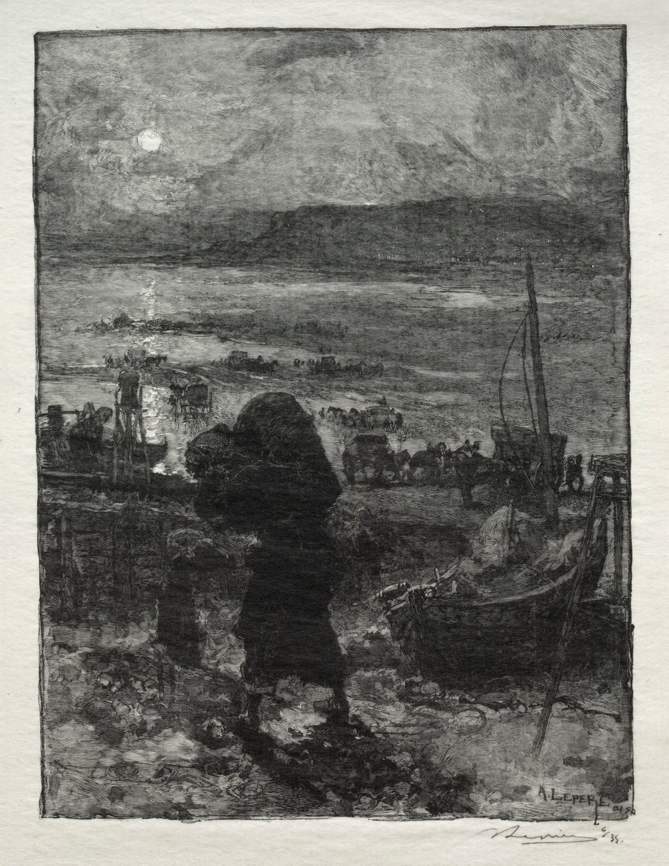 Høsting av sand. av Auguste Louis Lepère