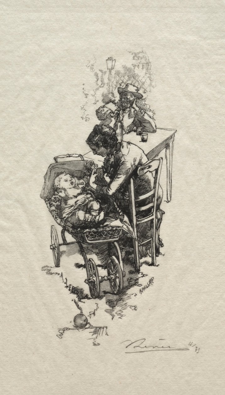 Kvinnen i vuggen. av Auguste Louis Lepère