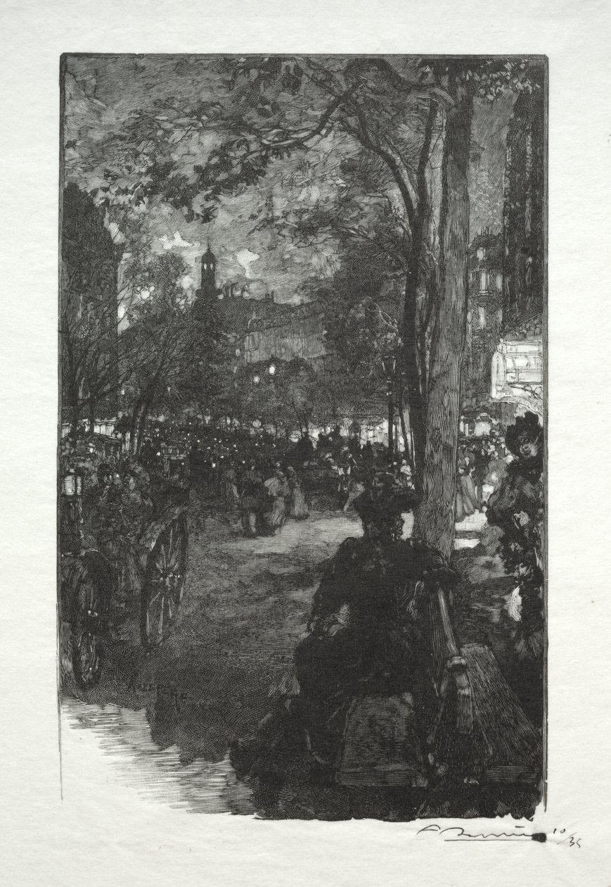 Boulevard Montmartre, kveld av Auguste Louis Lepère