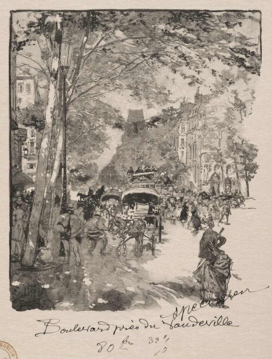 Boulevarden nær Vaudeville av Auguste Louis Lepère