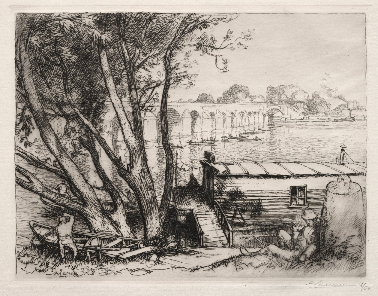 Poissy-broen, 1917. av Auguste Louis Lepère