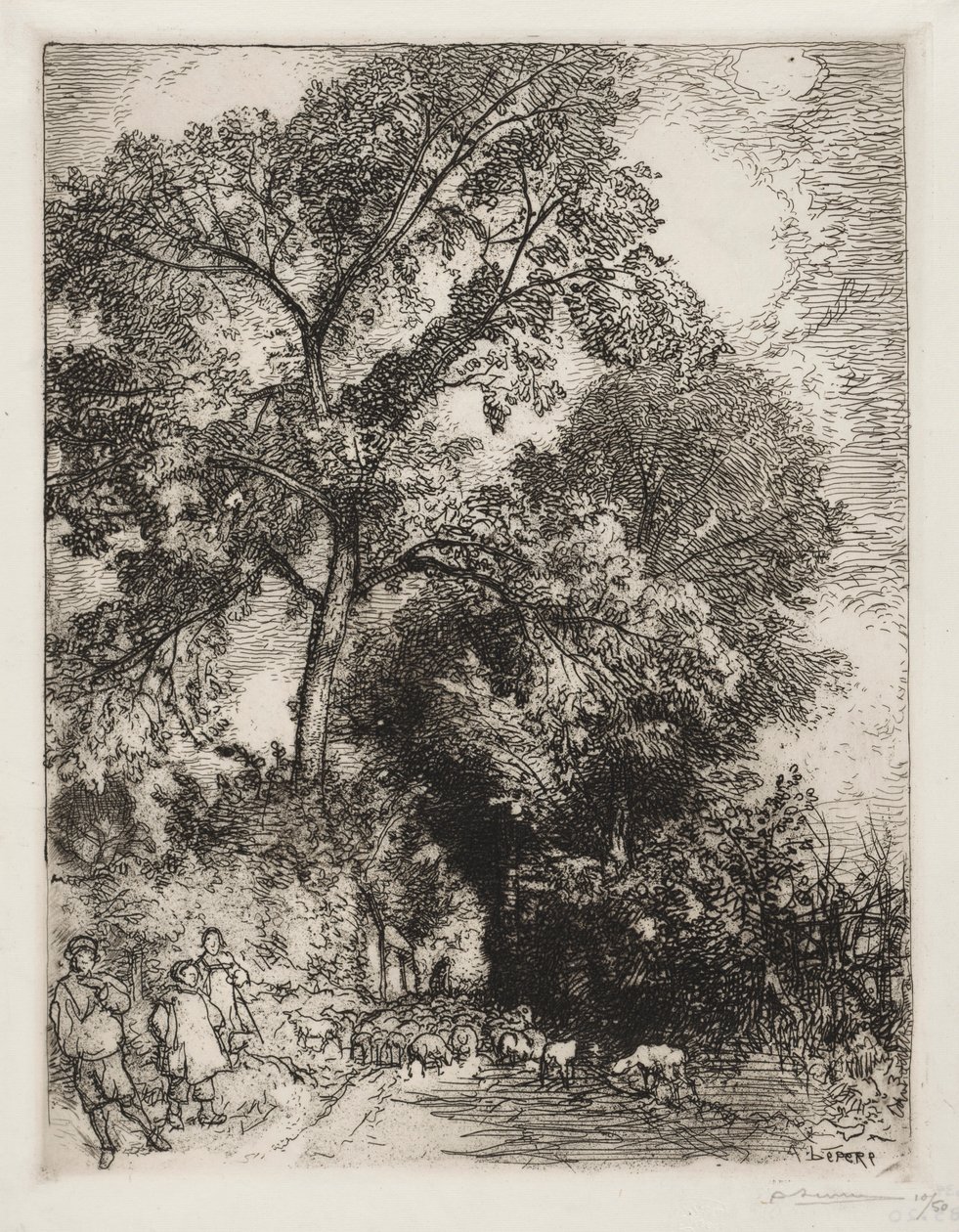 The Return of the Herd, Crèvecoeur, 1913. av Auguste Louis Lepère