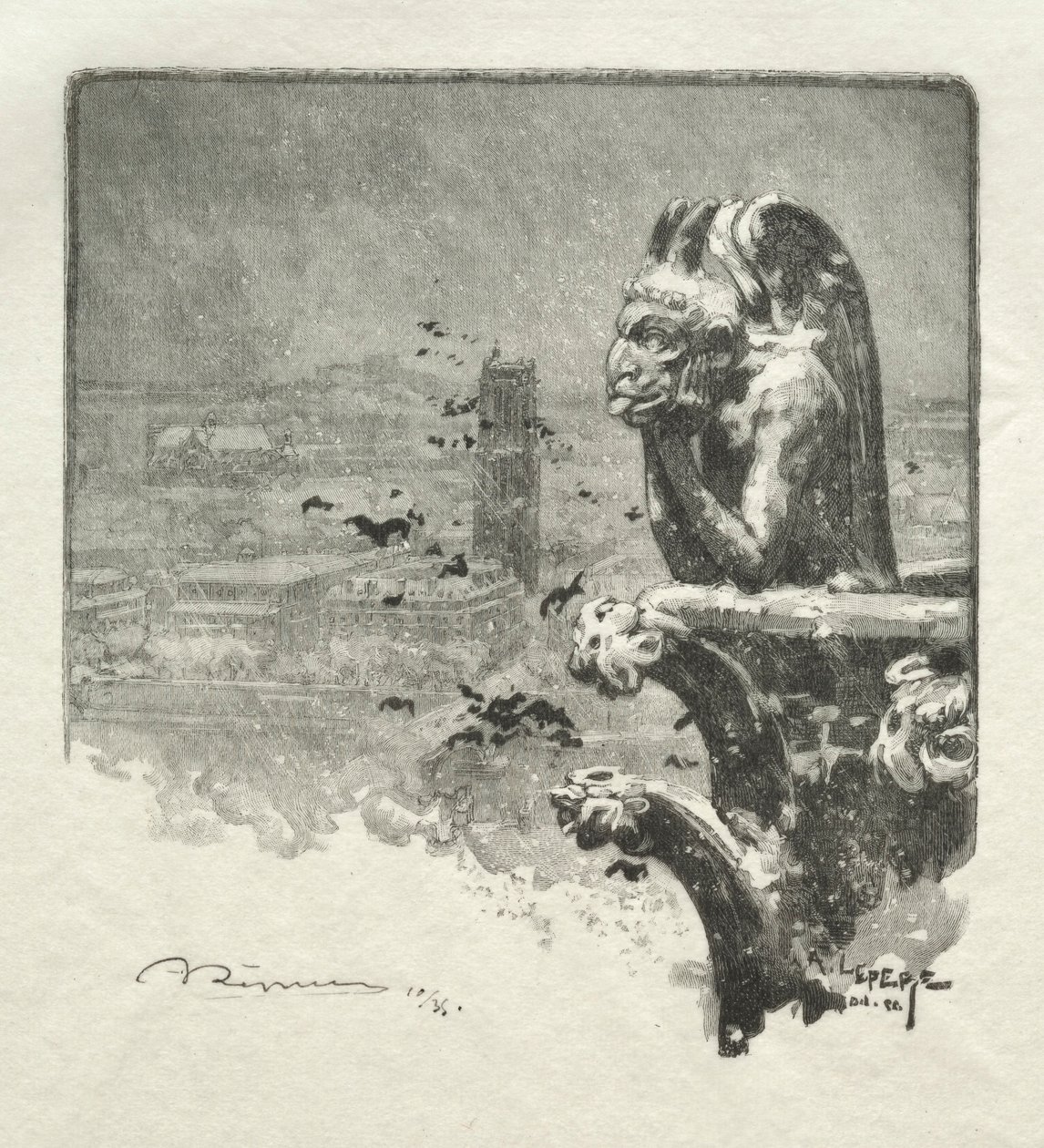 The Stryge of Notre Dame, 1890. av Auguste Louis Lepère