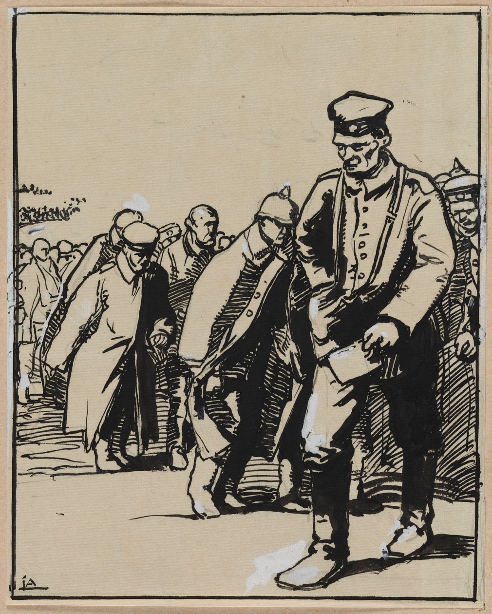 mars av en gruppe tyske fanger av Auguste Louis Lepère